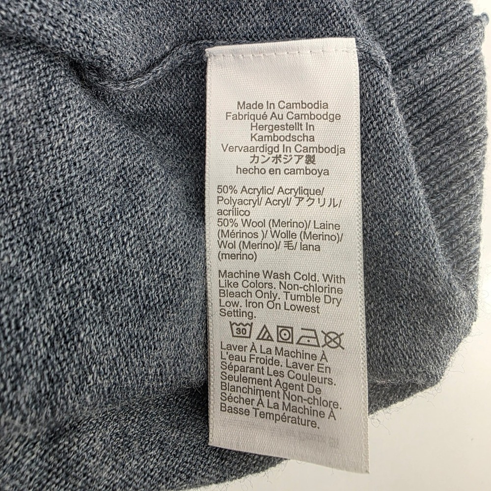 J.Crew Mens Large Heather Gray Merino Wool Blend Quarter Zip Pullover Sweater - Picture 4 of 6